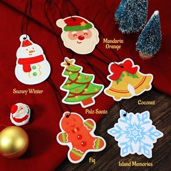 Set of 6 Car Interior Air Freshener Hanging Paper Christmas Accessories - Picture 2 of 7